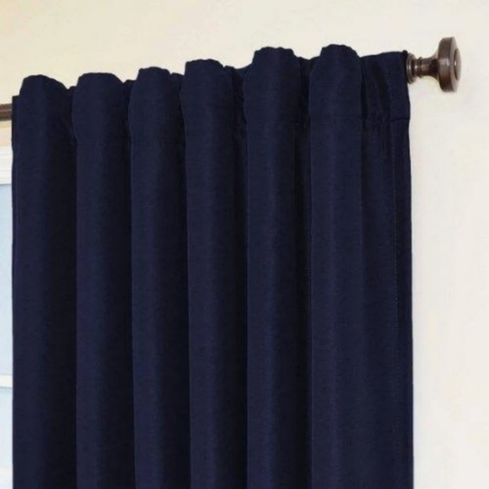 Eclipse Fresno Back Tab Curtains 52"×84" dk blue   - Picture 3 of 7